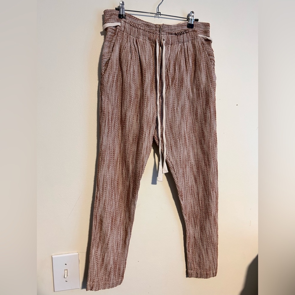 Free People Tan Textured Trousers